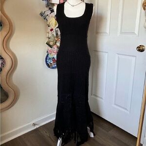 JS71 Black Sleeveless Knit Maxi Dress Small